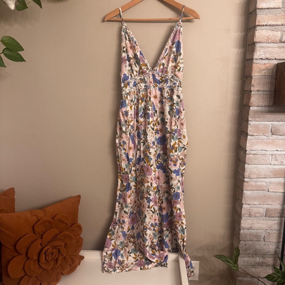 Floral V-Neck Romper in Pink and Blue